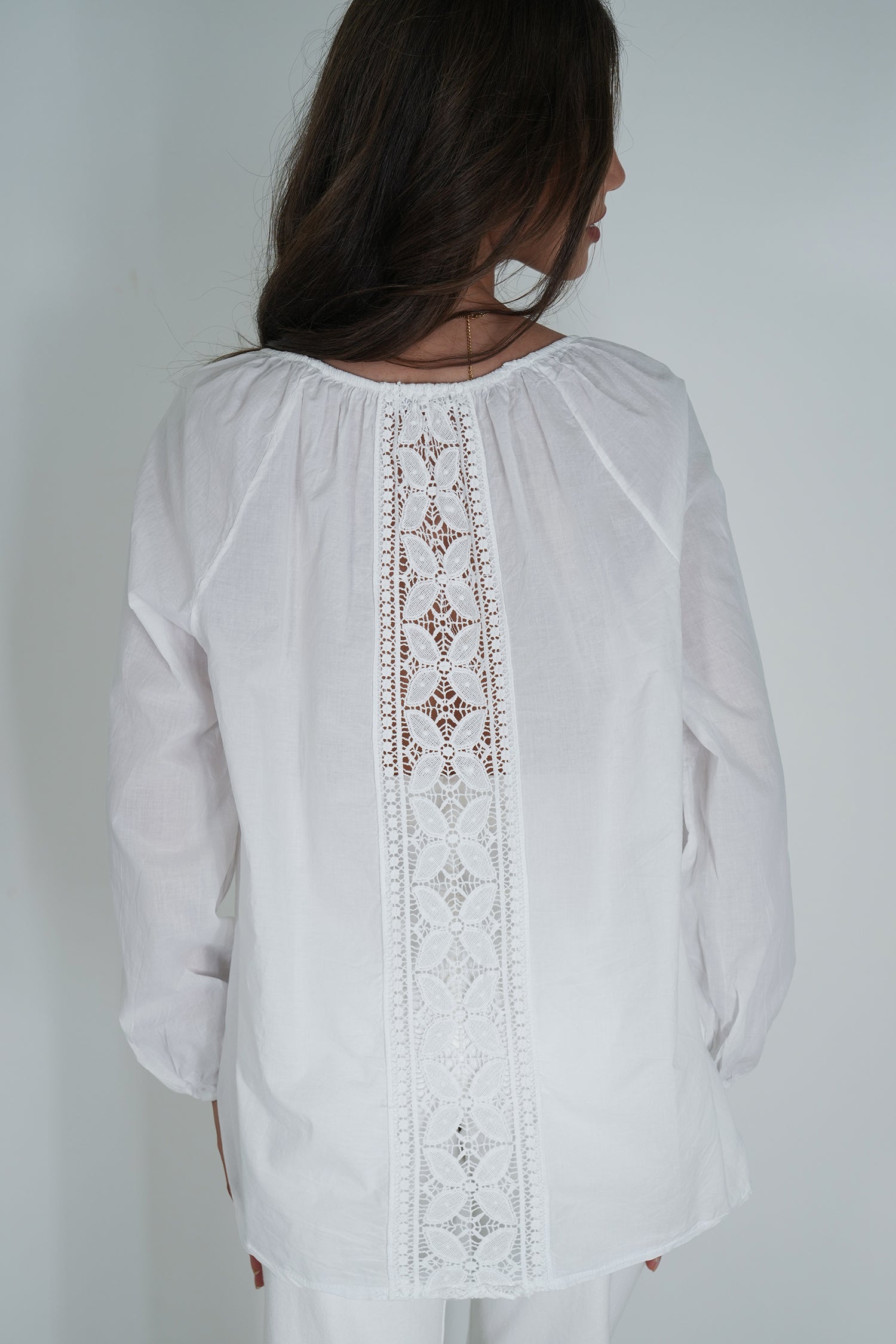 White Embroidered Peasant Blouse