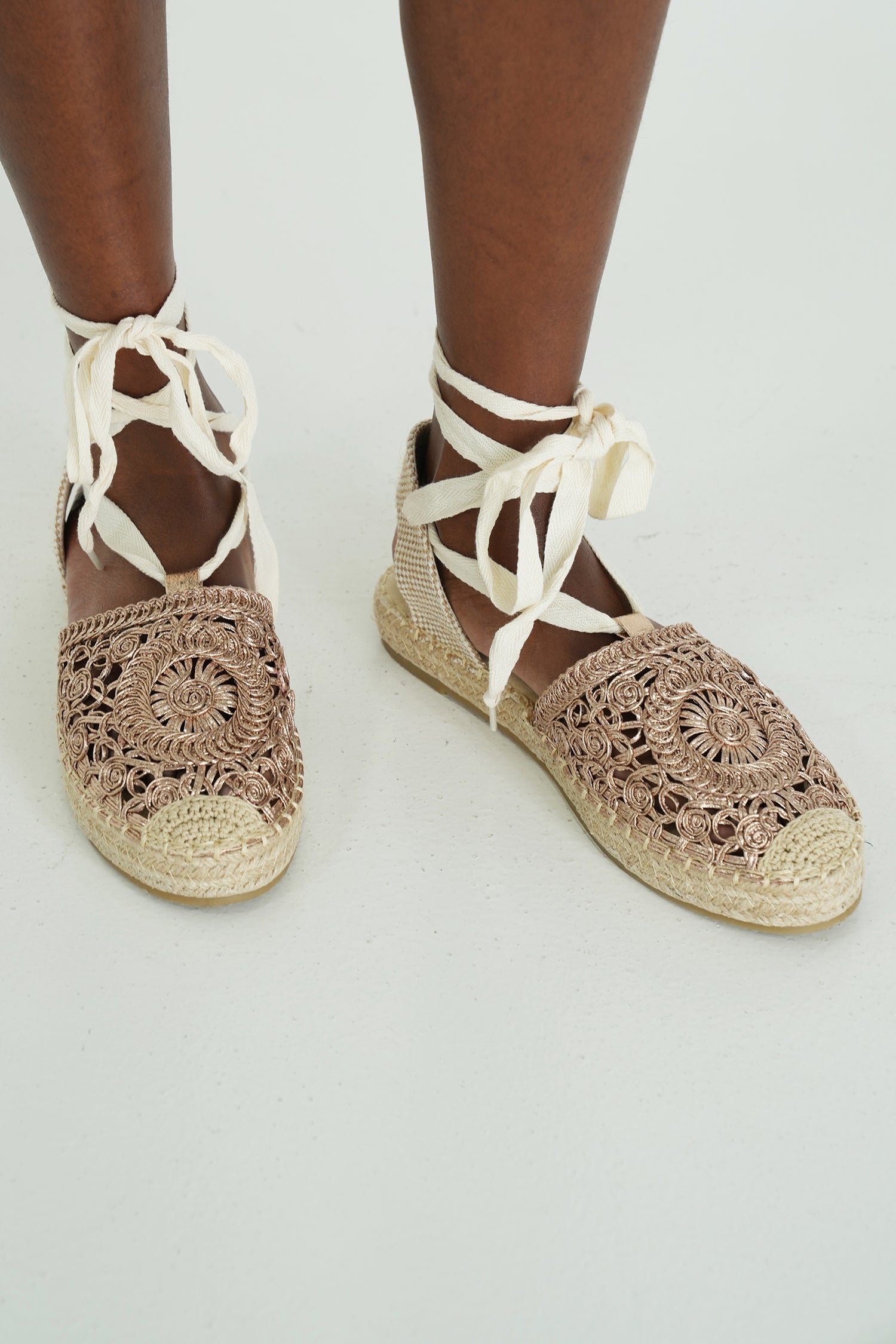 Rose Gold Tie-Up Espadrille