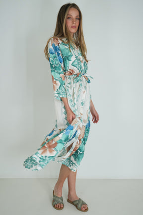 Sage Floral Taz Shirt Dress