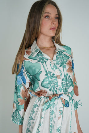 Sage Floral Taz Shirt Dress