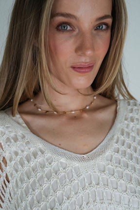 Pearl Gold Disc Necklace