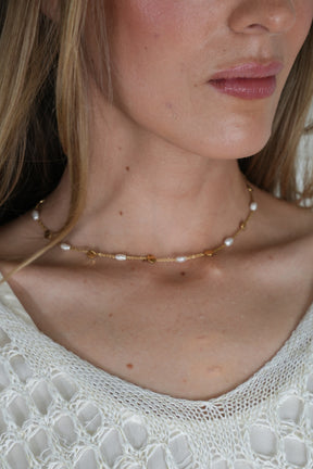 Pearl Gold Disc Necklace