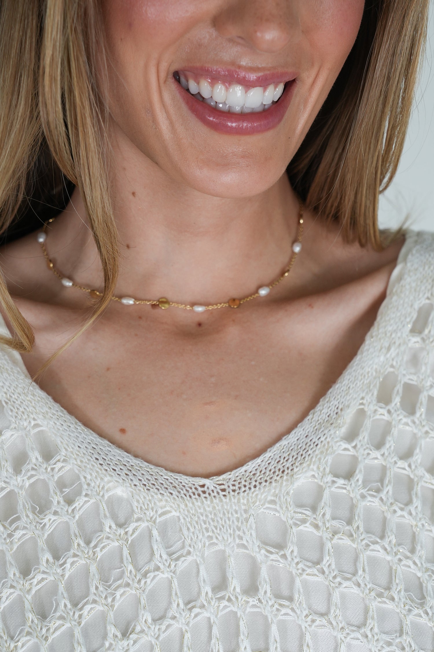 Pearl Gold Disc Necklace