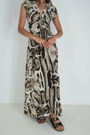 Animal Print Short Sleeve Knot Dress