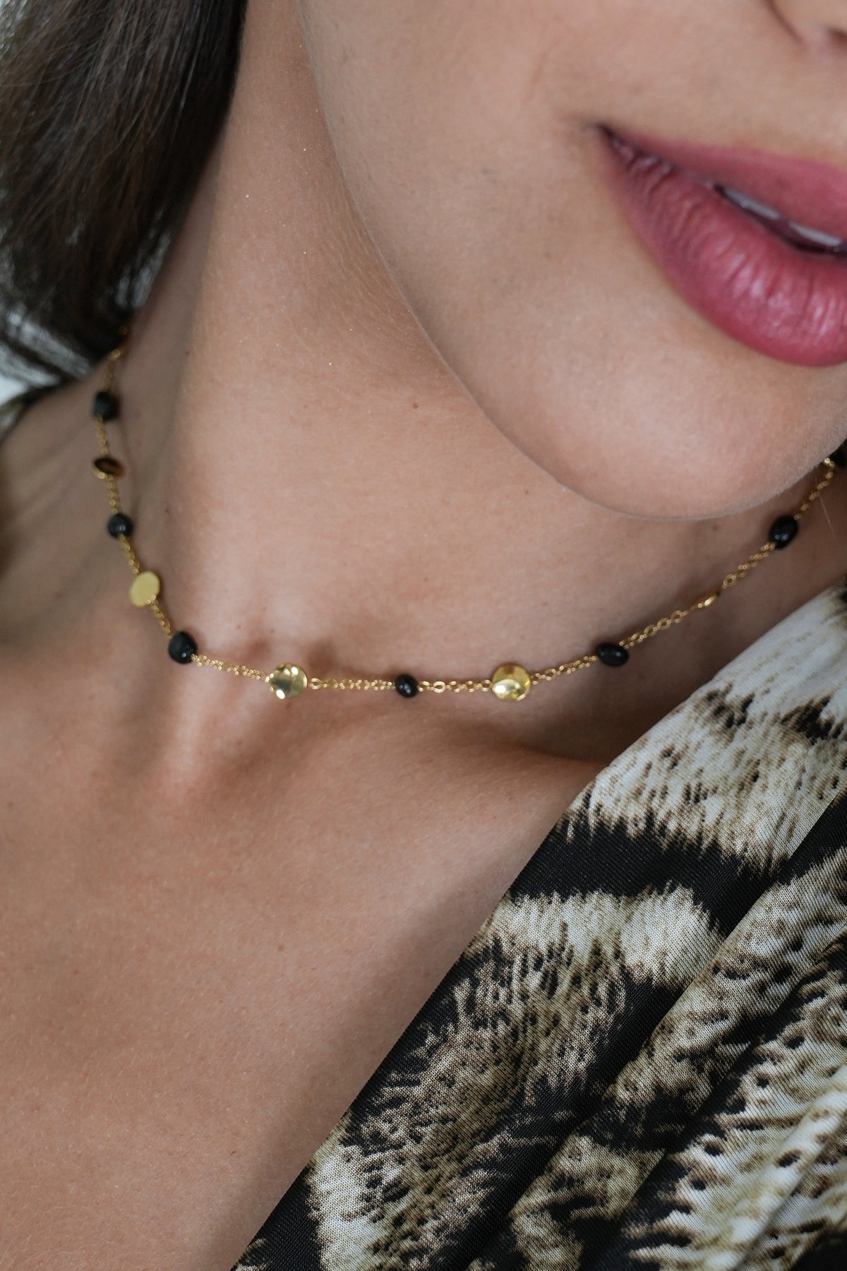 Black Gold Disc Necklace