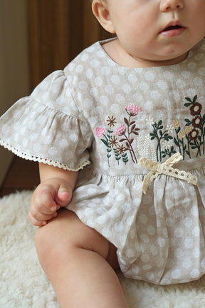 Beige Dotty Floral Romper