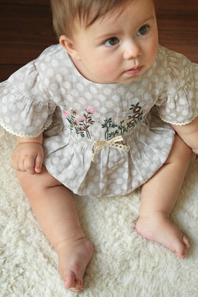 Beige Dotty Floral Romper