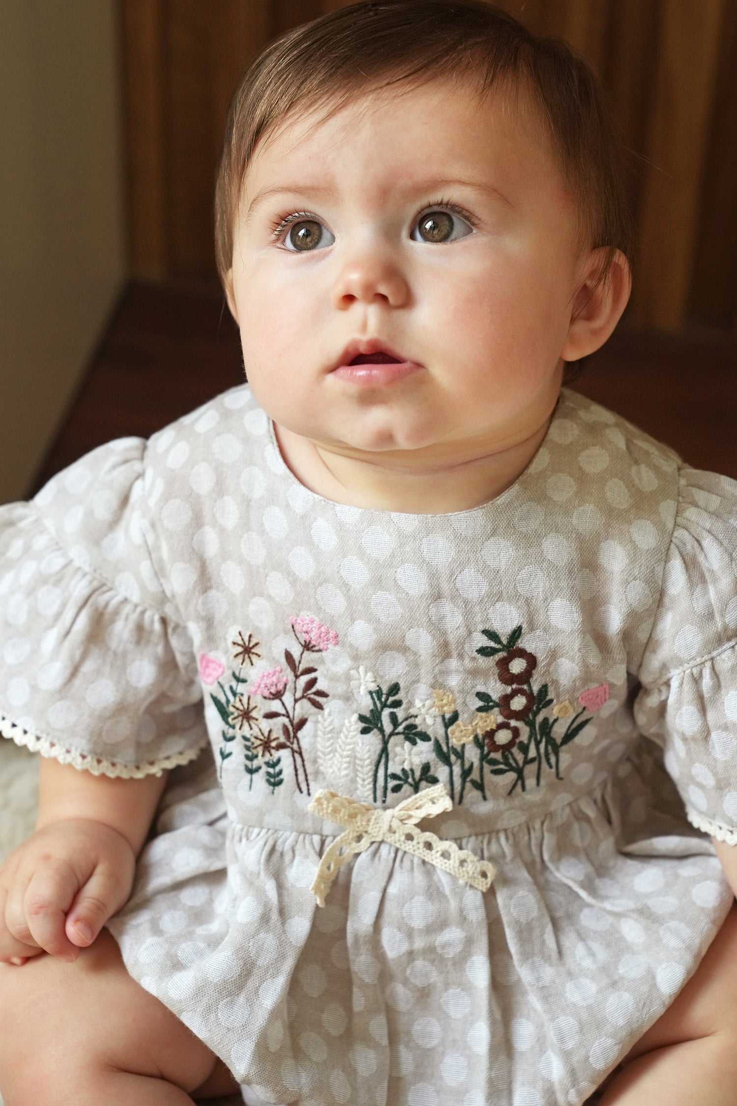 Beige Dotty Floral Romper