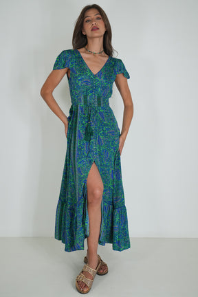 Cobalt Green Paisley Simone Dress