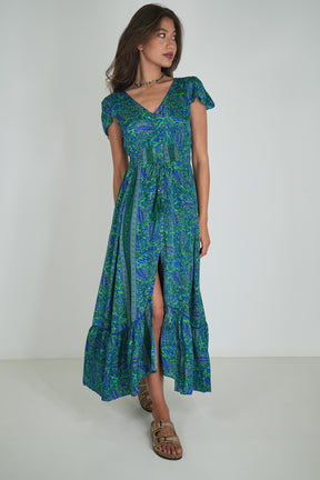 Cobalt Green Paisley Simone Dress