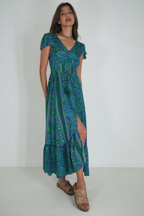 Cobalt Green Paisley Simone Dress