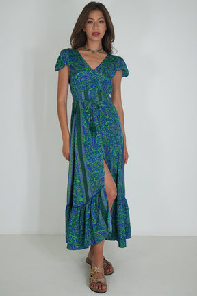 Cobalt Green Paisley Simone Dress