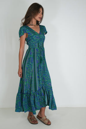 Cobalt Green Paisley Simone Dress