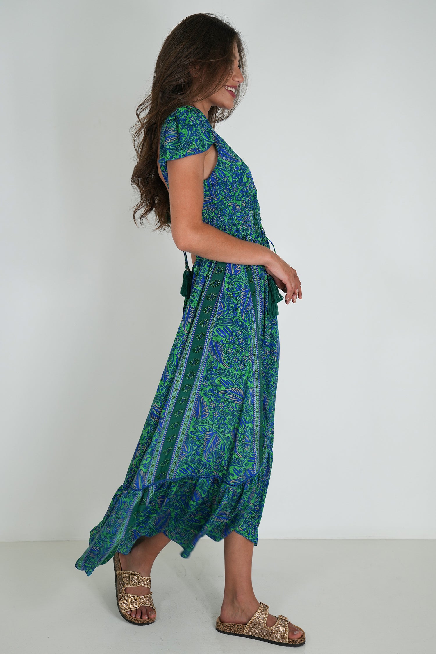 Cobalt Green Paisley Simone Dress