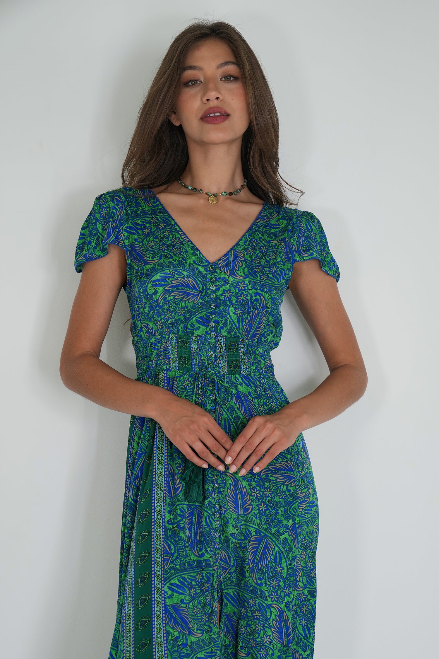 Cobalt Green Paisley Simone Dress