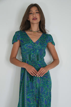 Cobalt Green Paisley Simone Dress