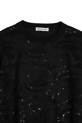 Black Lace Sequin Jumper