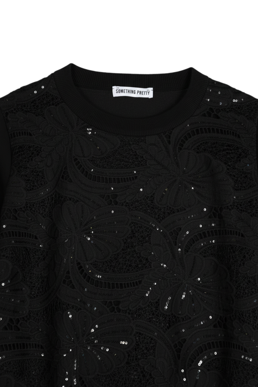 Black Lace Sequin Jumper