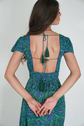 Cobalt Green Paisley Simone Dress