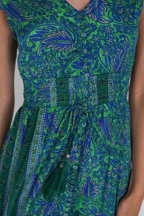Cobalt Green Paisley Simone Dress