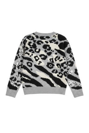 Grey Leopard Sequin Jumper
