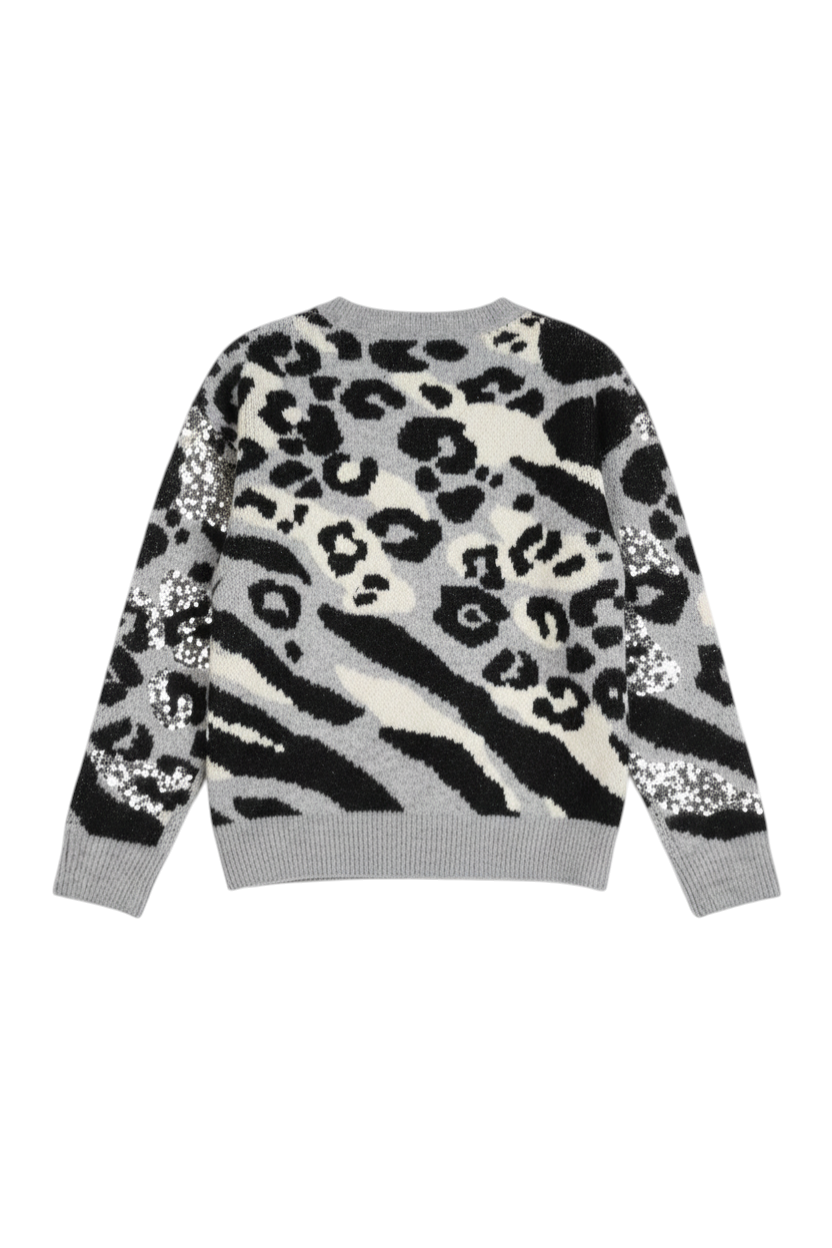 Grey Leopard Sequin Jumper