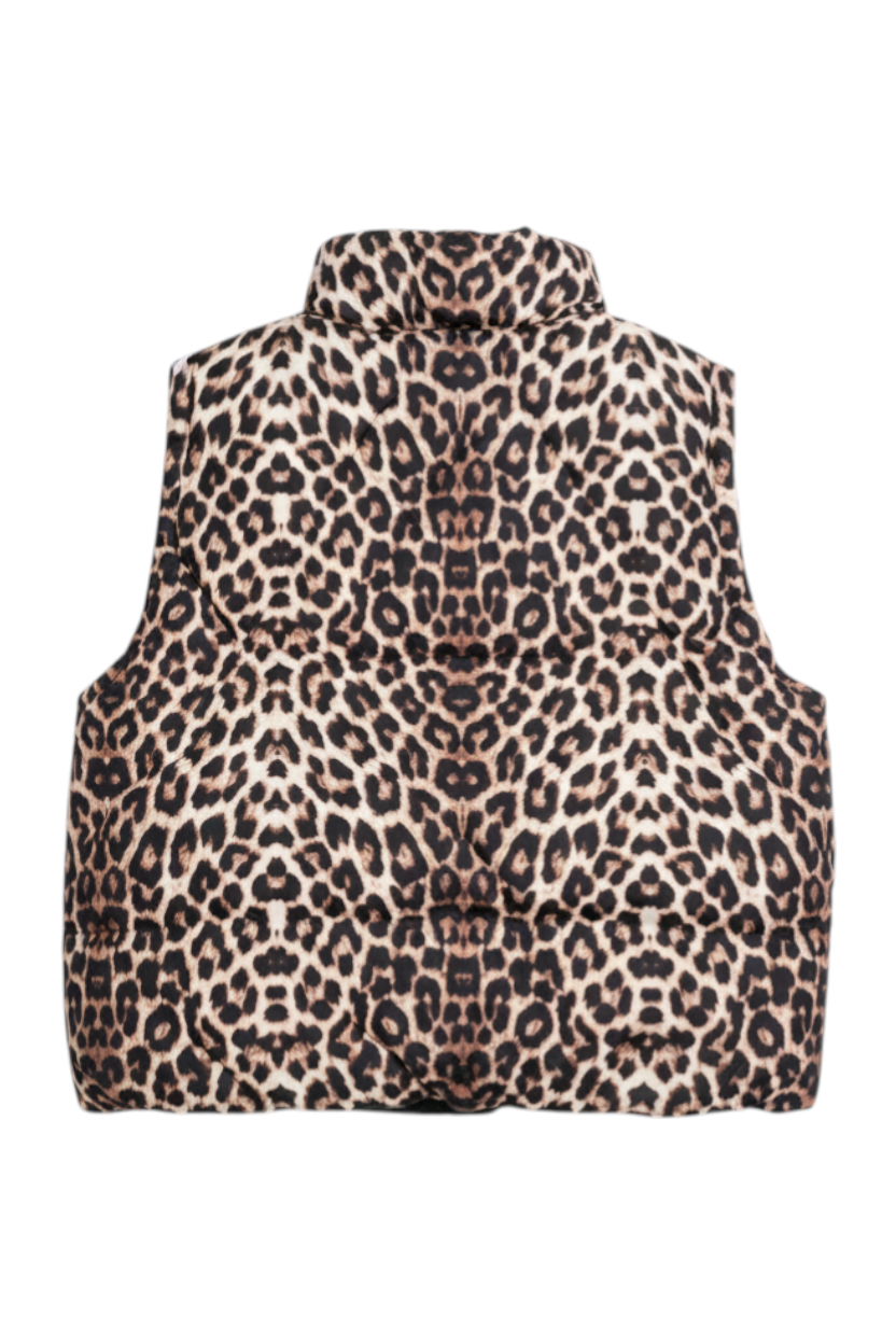 Leopard Sleeveless Puffer