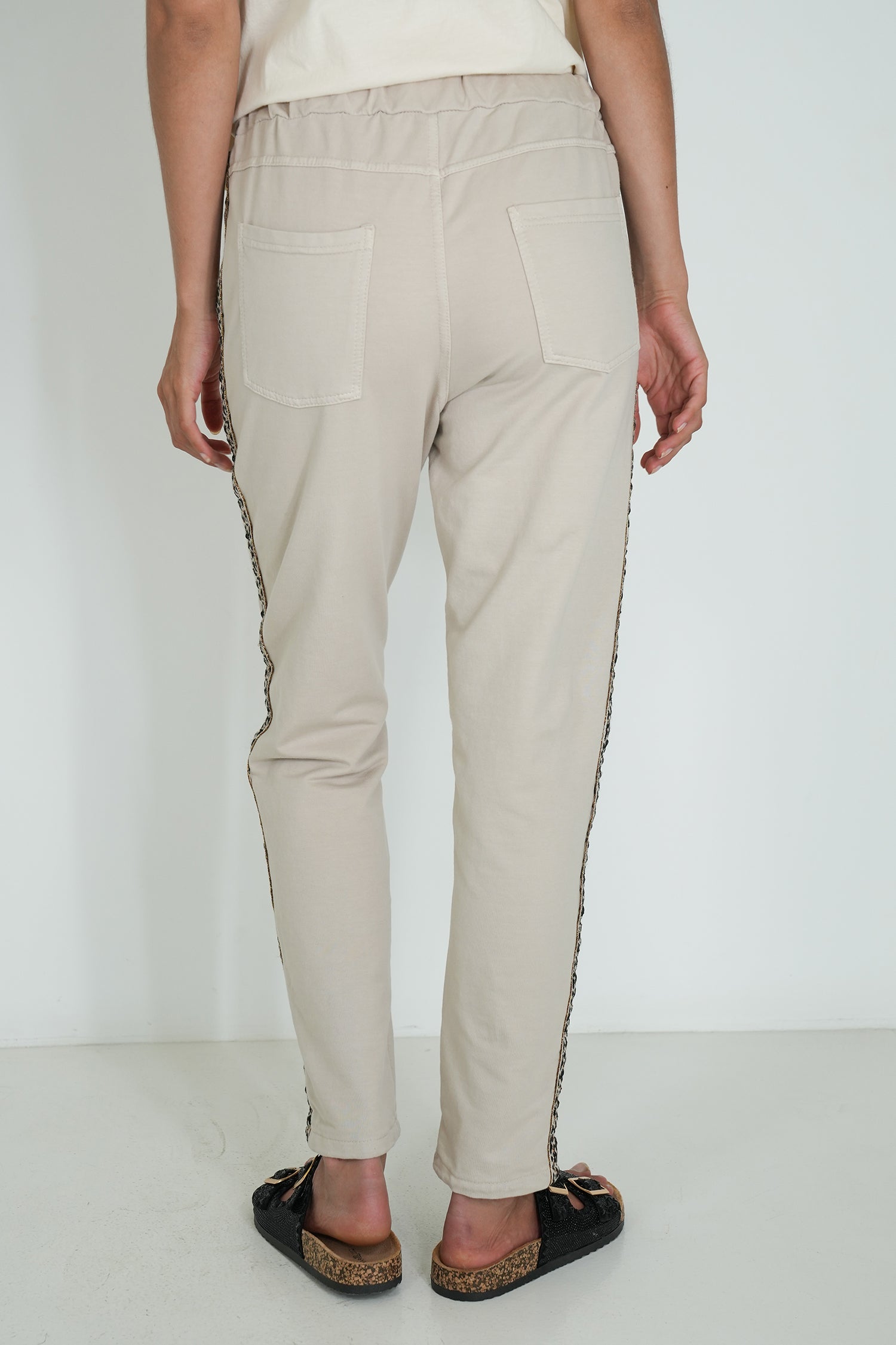 Cream Leopard Trim Jogger