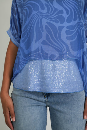 Blue Simone Silk Top