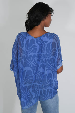 Blue Simone Silk Top