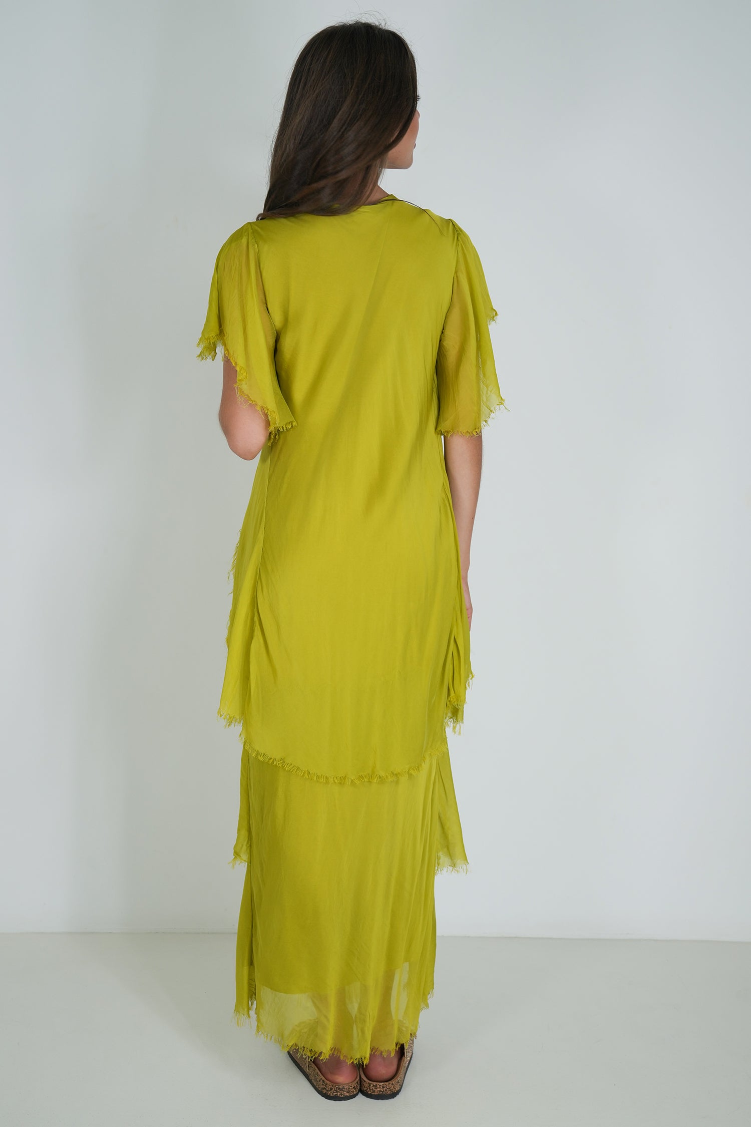 Chartreuse Ruffle Dress