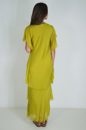 Chartreuse Ruffle Dress