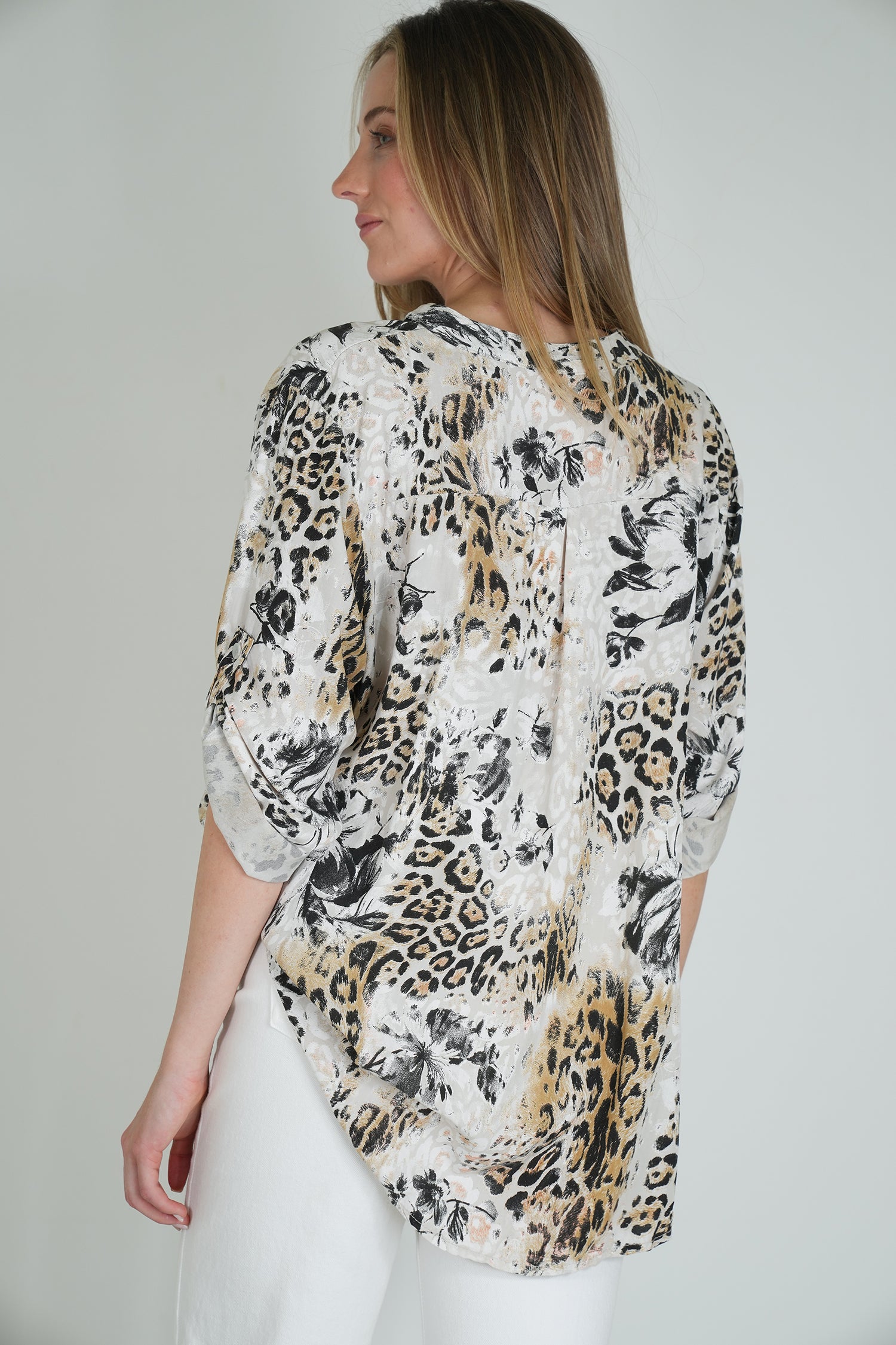 Stone Leopard Floral Shirt