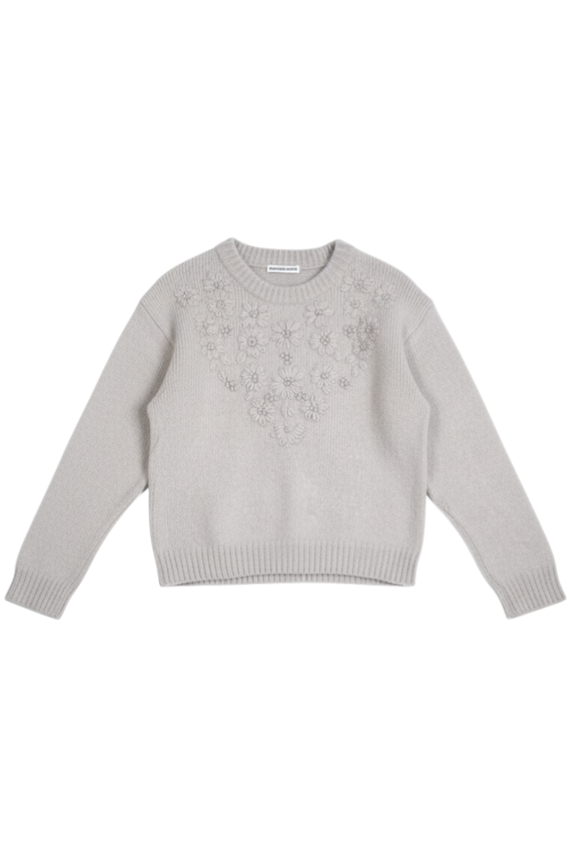 Grey Floral Embroidered Jumper