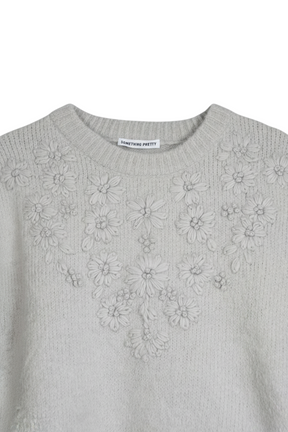 Grey Floral Embroidered Jumper