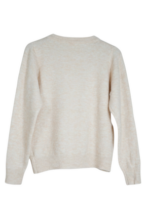 Cream Floral Button Jumper