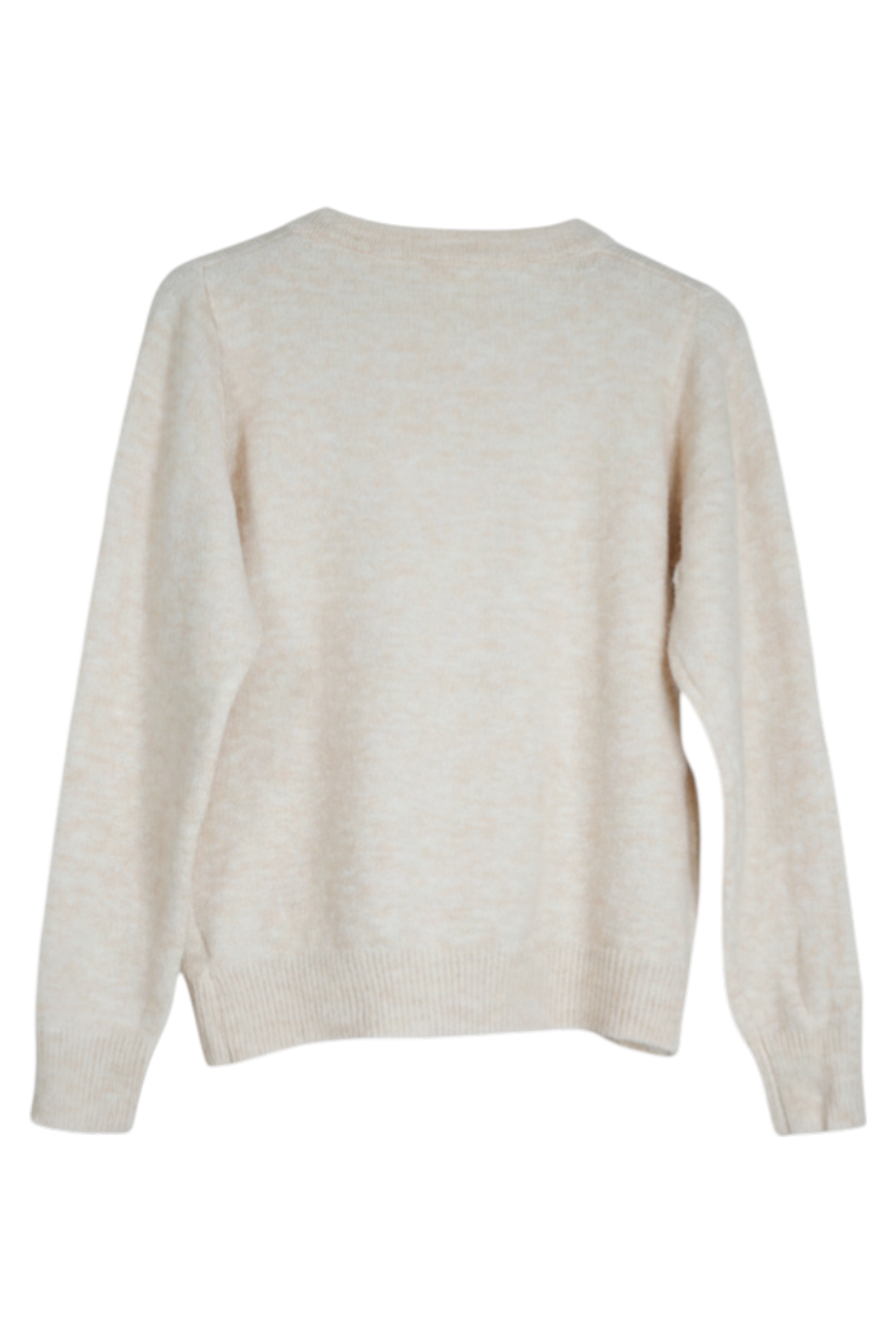 Cream Floral Button Jumper