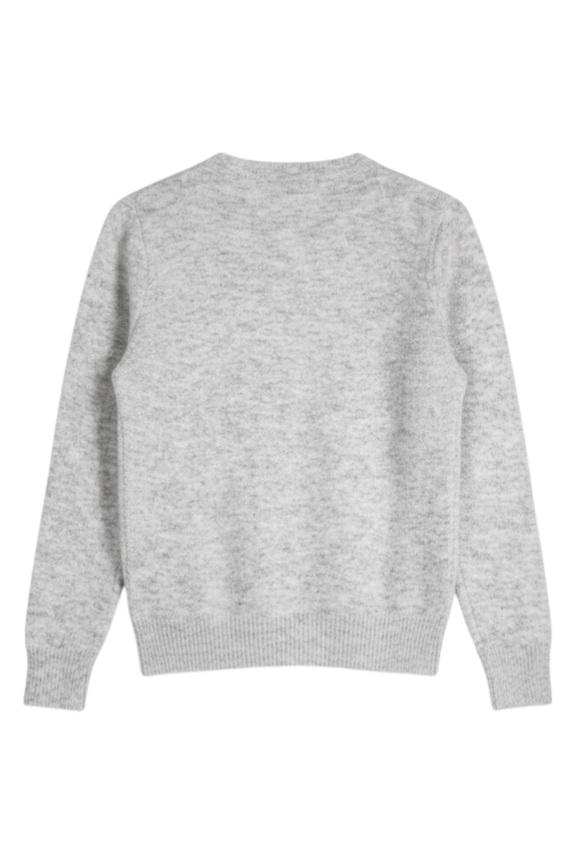 Grey Floral Button Jumper