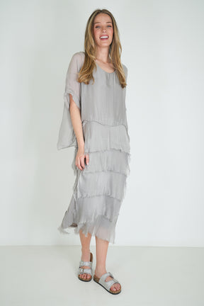 Grey Silk Tier Dress