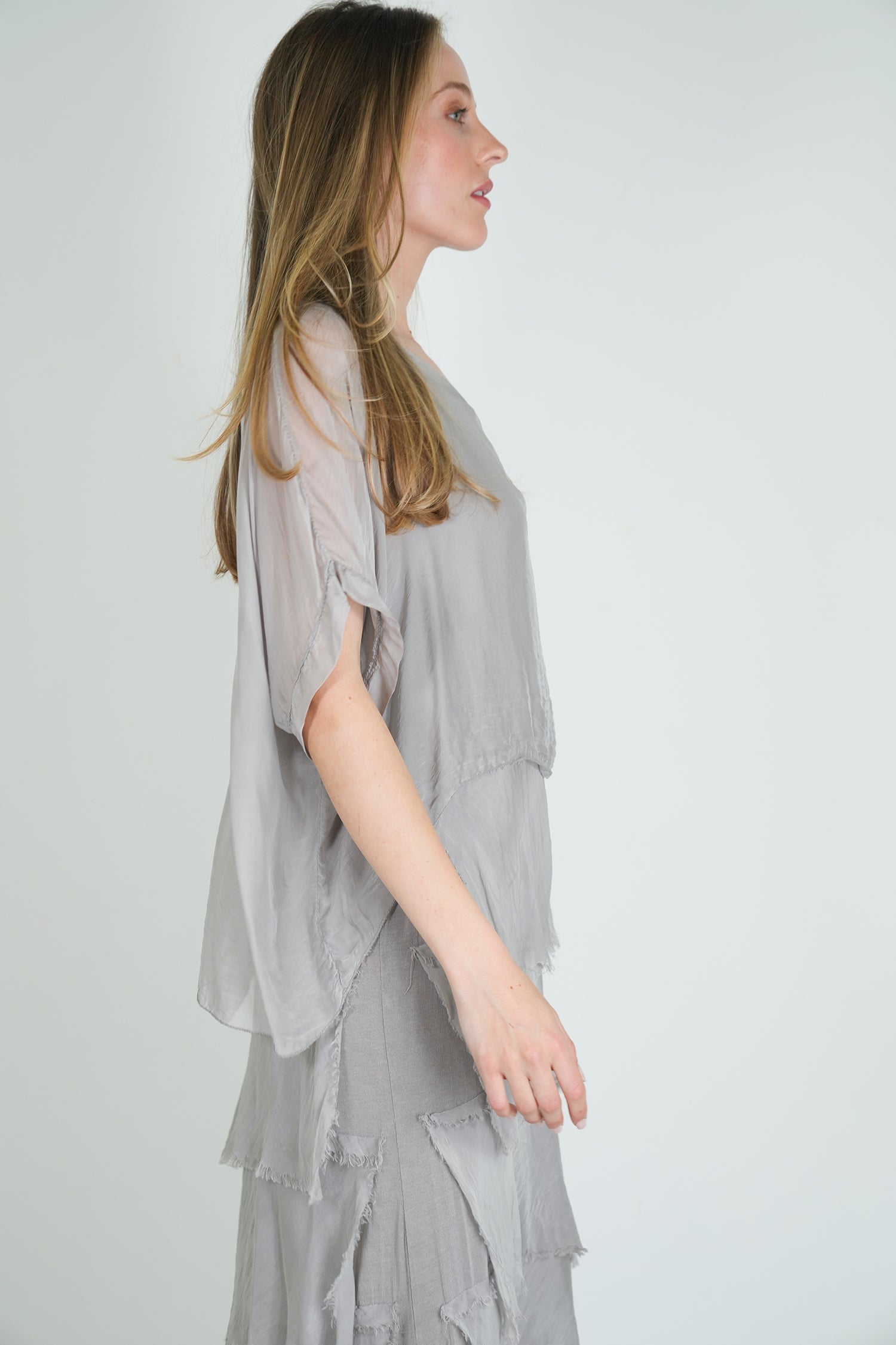 Grey Silk Tier Dress