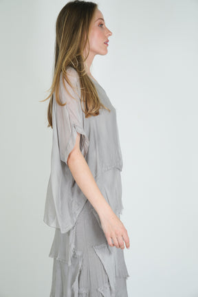Grey Silk Tier Dress
