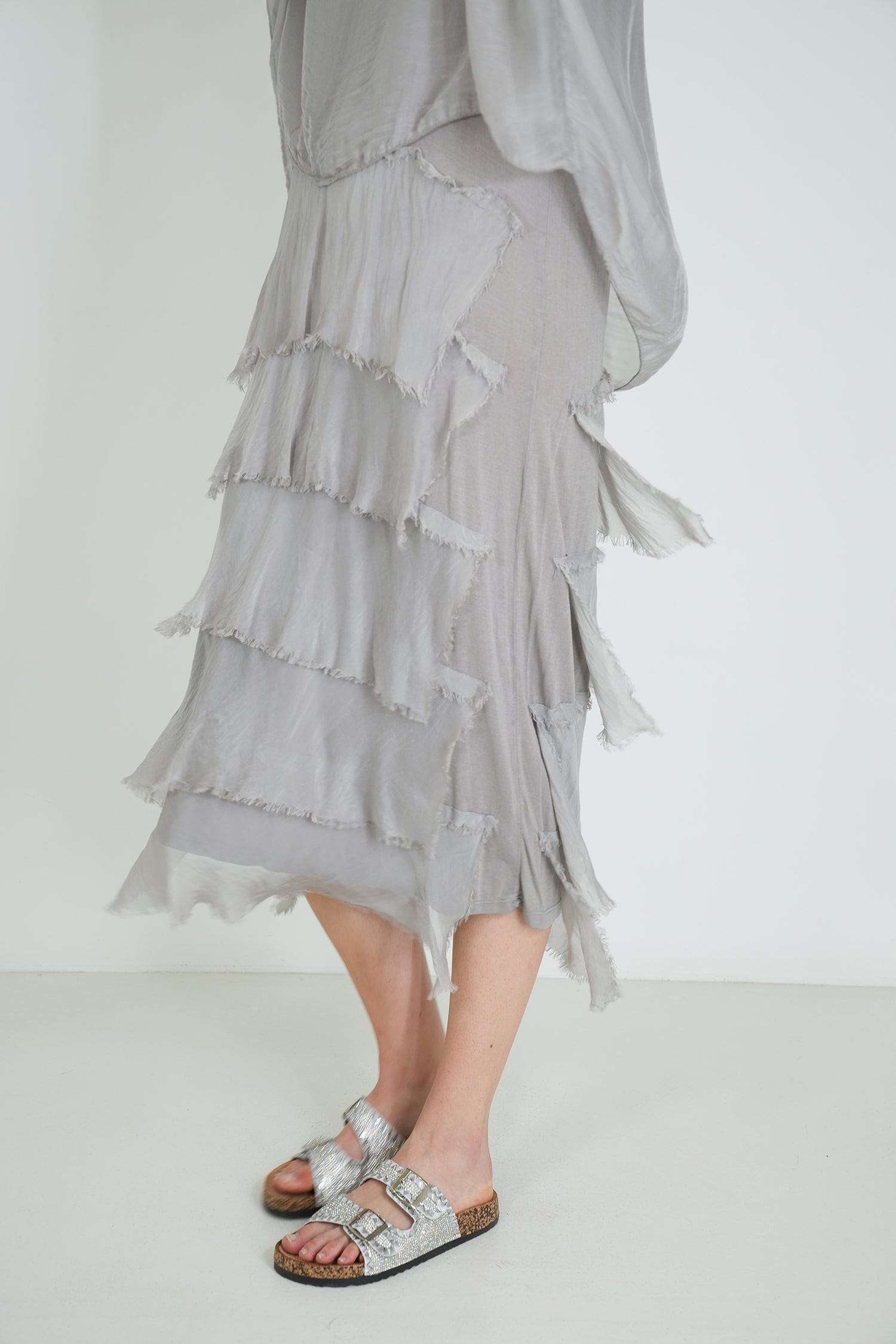 Grey Silk Tier Dress