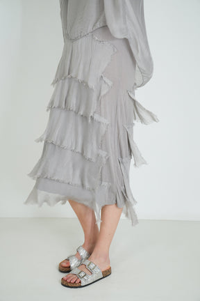 Grey Silk Tier Dress