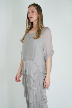 Grey Silk Tier Dress