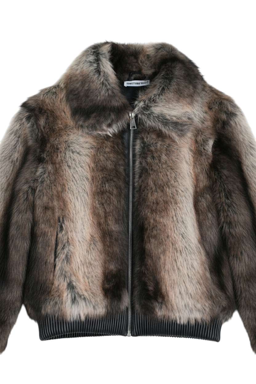Chocolate Biker Faux Fur Jacket