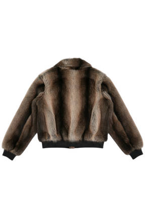 Chocolate Biker Faux Fur Jacket