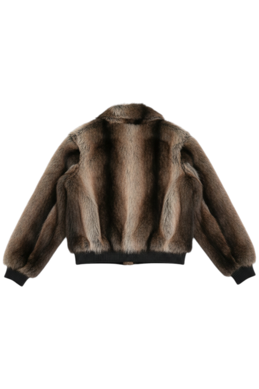 Chocolate Biker Faux Fur Jacket