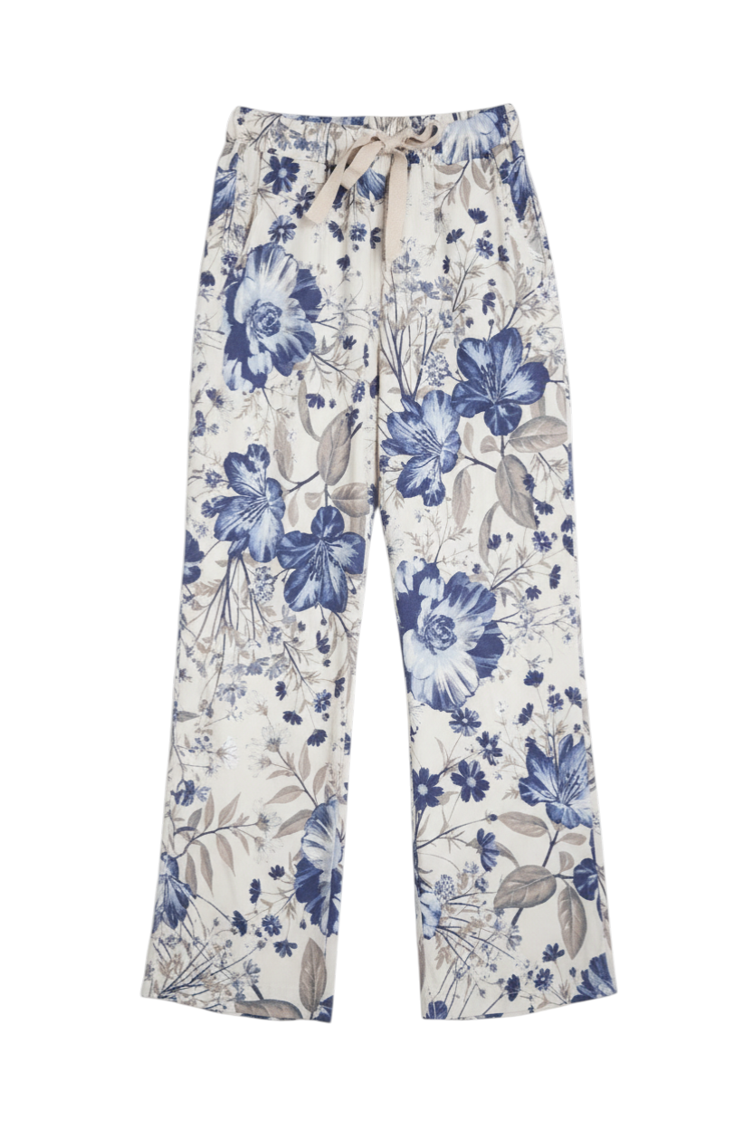 Cream Floral Autumn Pant