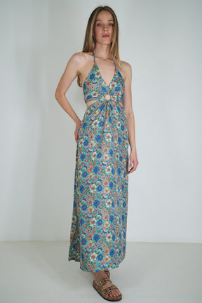 Turquoise Floral Ring Dress