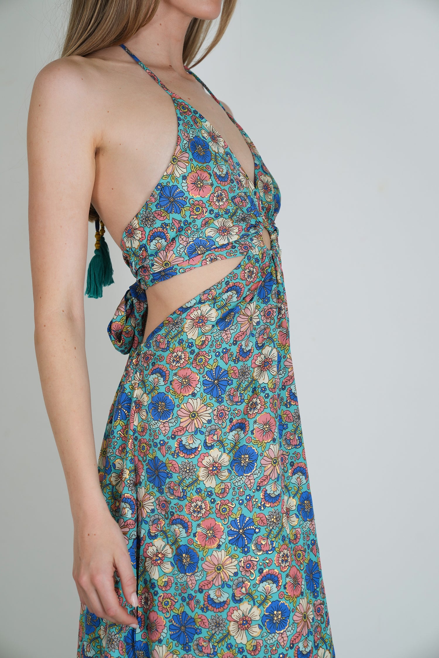 Turquoise Floral Ring Dress